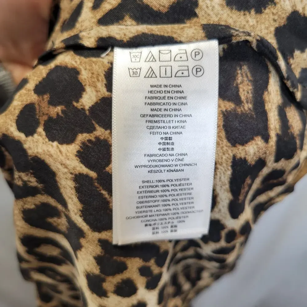 MICHAEL M. Kors Silky Leopard Print Long Sleeve Blouse, S